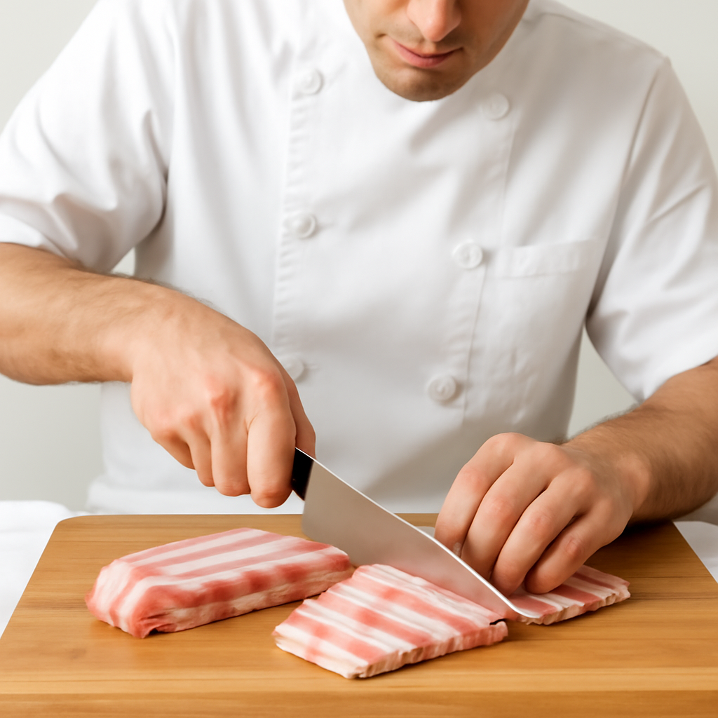 curso de Como cortar o bacon em tiras