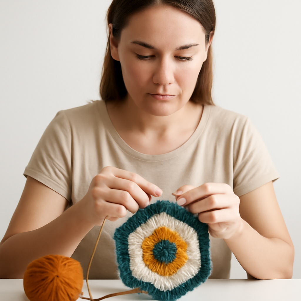 curso de Tapete hexagono crochê
